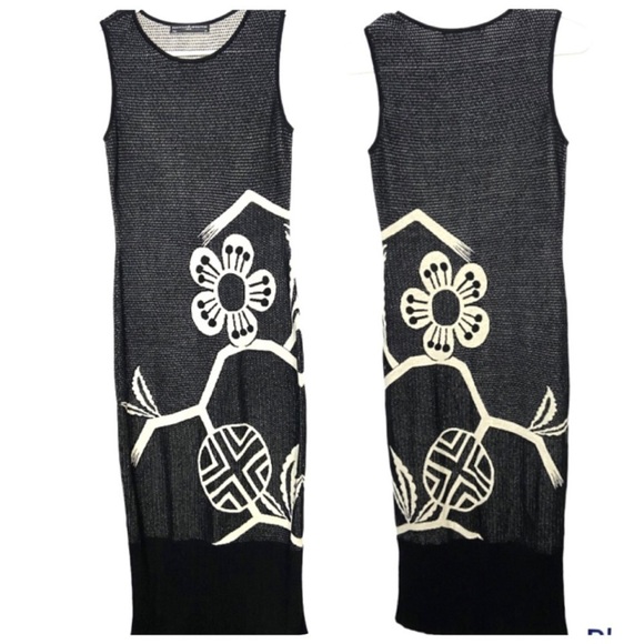 Peruvian Connection 100% Pima Cotton Knit Maxi Dress BOLD Flower Art to … - Picture 1 of 11
